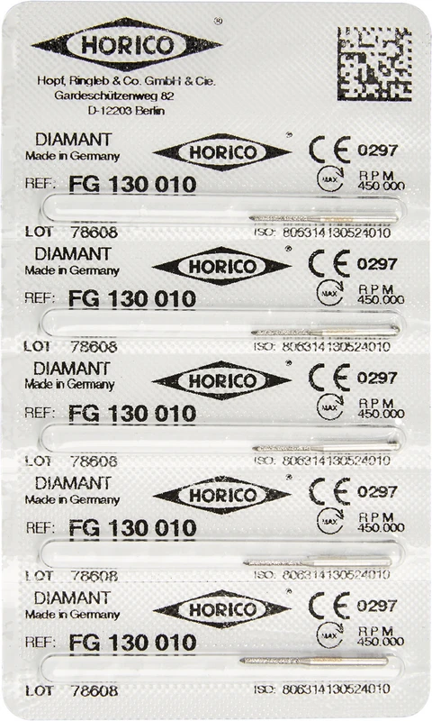 Diamantschleifer 130  Packung  5 Stück FG, Figur 130, 8 mm, ISO 010