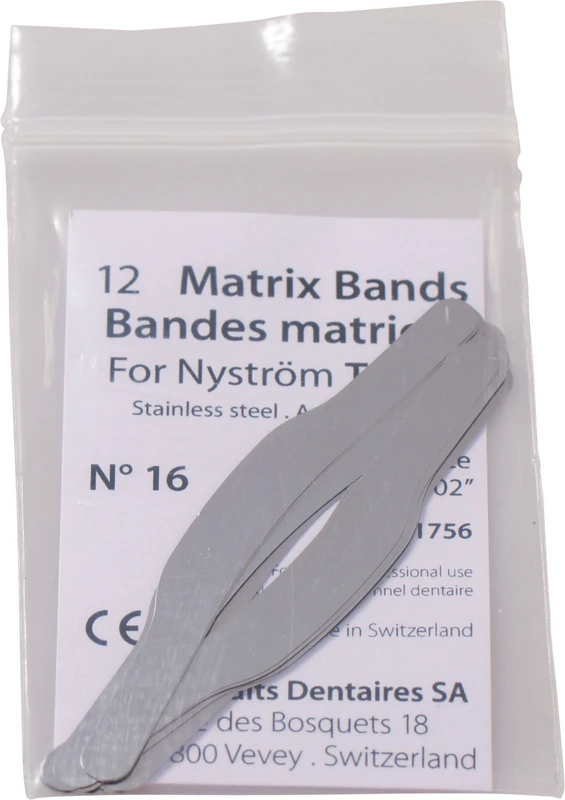 Matrizenbänder nach Nyström Type 8  Packung  12 Stück dünn, Nr. 16