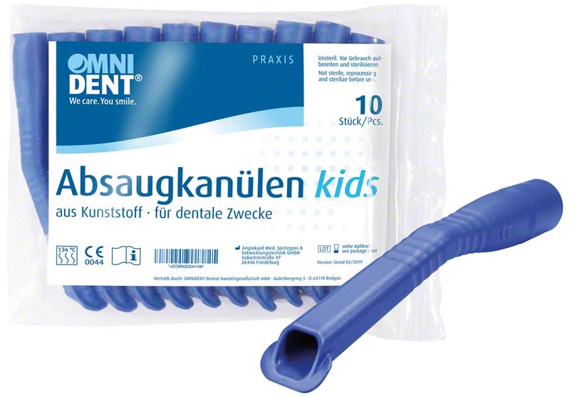 Omni Absaugkanülen Kids  Packung  10 Stück blau