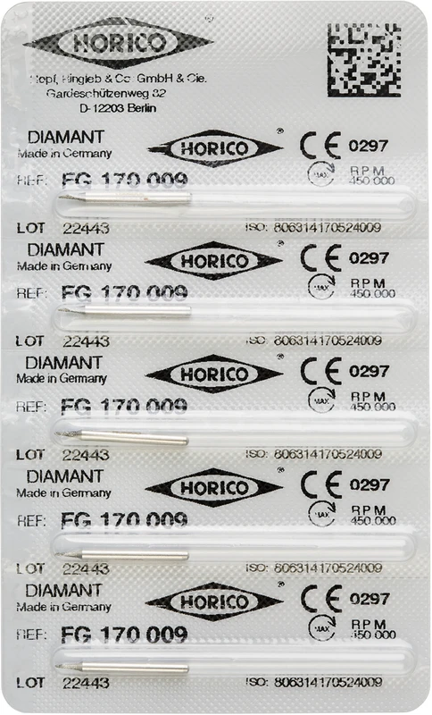 Diamantschleifer 170  Packung  5 Stück FG, Figur 170, 3 mm, ISO 009
