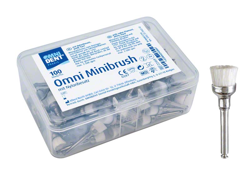 Omni Minibrush  Packung  100 Stück Nylonborsten hart, weiß