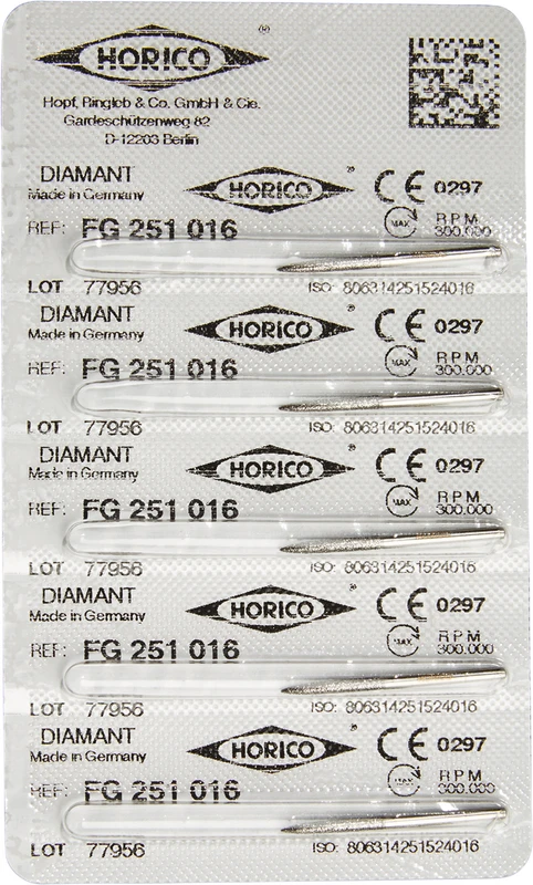 Diamantschleifer 251  Packung  5 Stück FG, Figur 251, 11,5 mm, ISO 016