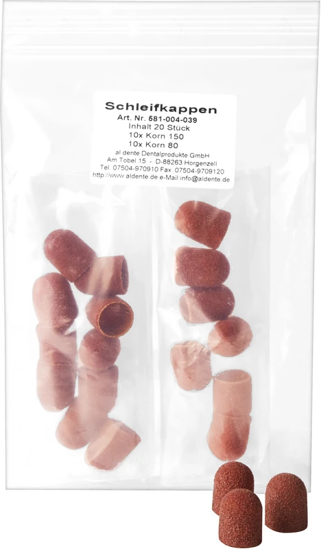Schleifkappen  Packung  20 Stück (10 x 80 Korn, 10 x 150 Korn)