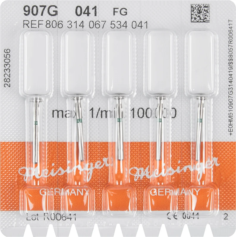 Diamanten 907  Packung  5 Stück grün grob, FG, Figur 067 Rad, 1 mm, ISO 041