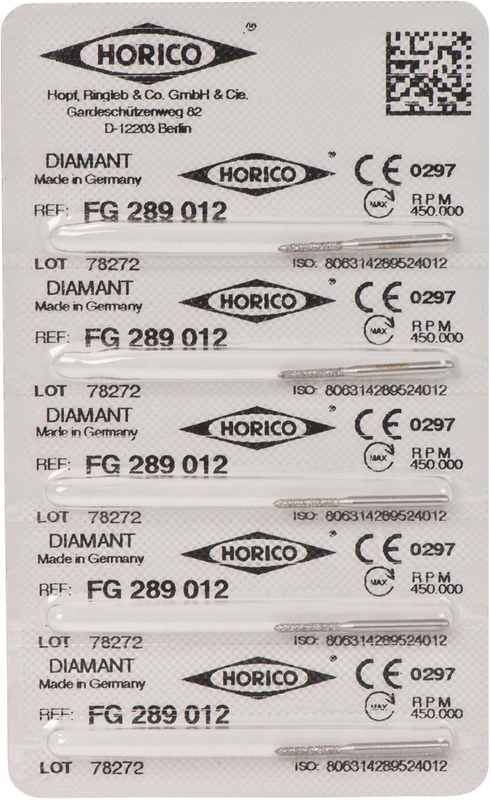 Diamantschleifer 289  Packung  5 Stück FG, Figur 289, 8 mm, ISO 012