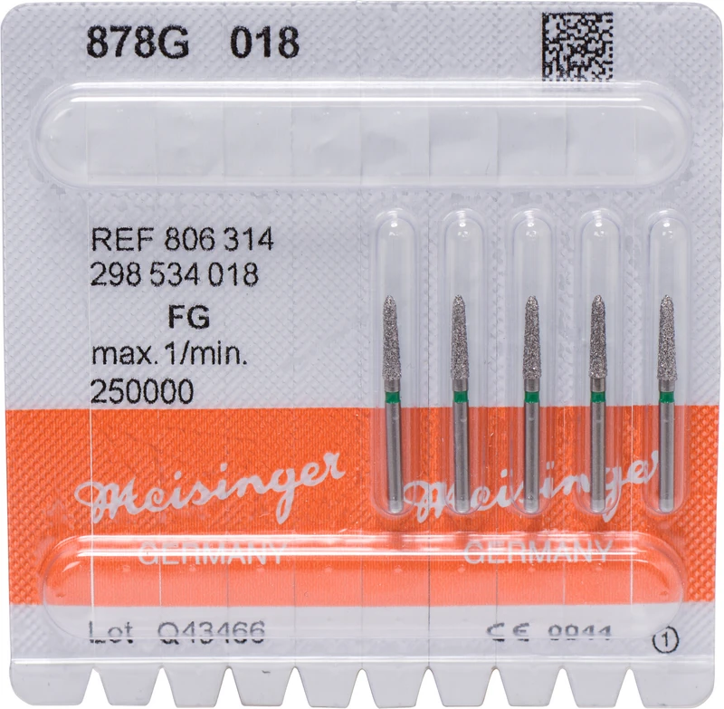 Diamanten 878  Packung  5 Stück grün grob, FG, Figur 298 Torpedo, 8 mm, ISO 018