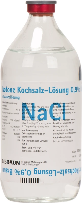 Kochsalzinfusionslösung 0,9%  Glasflasche  1 l