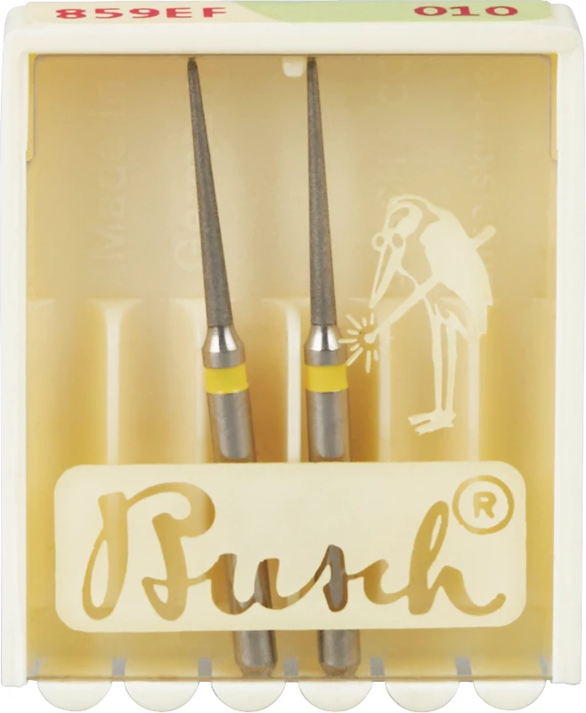 Premium Diamantschleifer 859  Packung  2 Stück gelb extra fein, FG, Figur 166, 10 mm, ISO 010