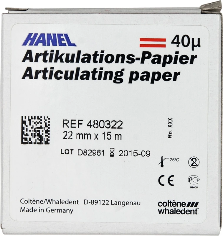 HANEL Artikulations-Papier 40 µm  Rolle  15 m Artikulationspapier rot, 22 mm breit, 40 µm