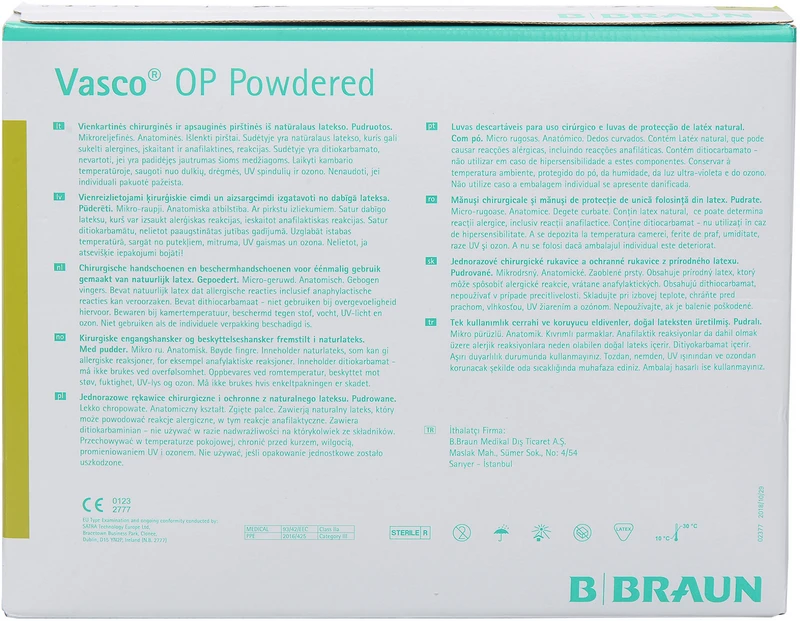 Vasco® OP Powdered  Packung  50 Paar gepudert, naturweiß, Größe 8