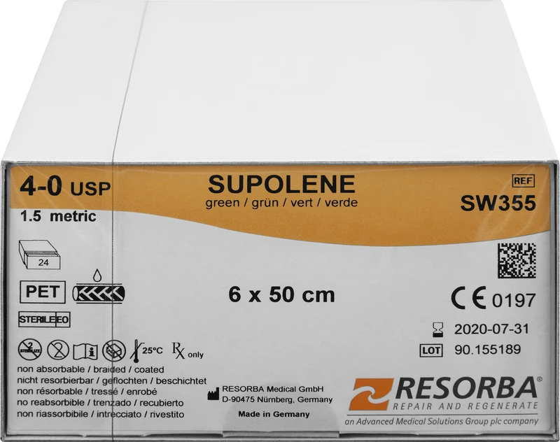 RESORBA® Supolene  Packung  24 Stück grün, 6 x 50 cm, USP 4\0