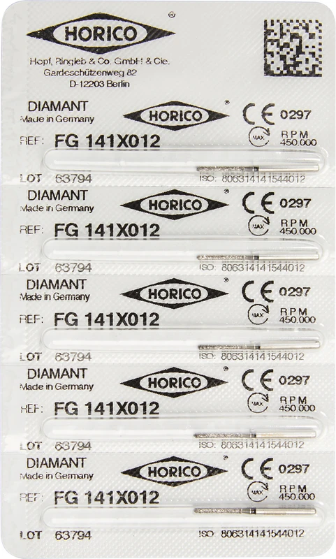 Diamantschleifer 141  Packung  5 Stück schwarz x-grob, FG, Figur 141, 8 mm, ISO 012