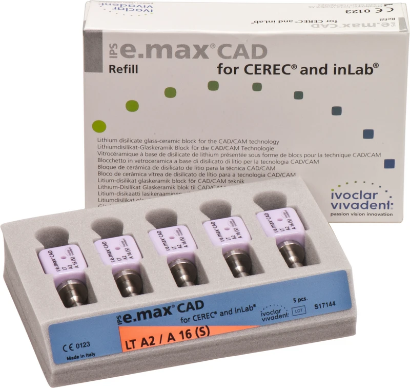 IPS e.max CAD Abutment Solutions for CEREC\inLab  Packung  5 Stück A-D, Gr. A16S, A2 LT