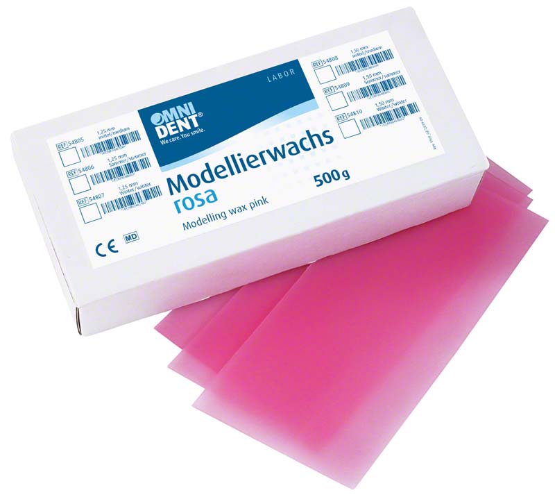 Modellierwachs rosa  Packung  500 g mittel, 1,25 mm
