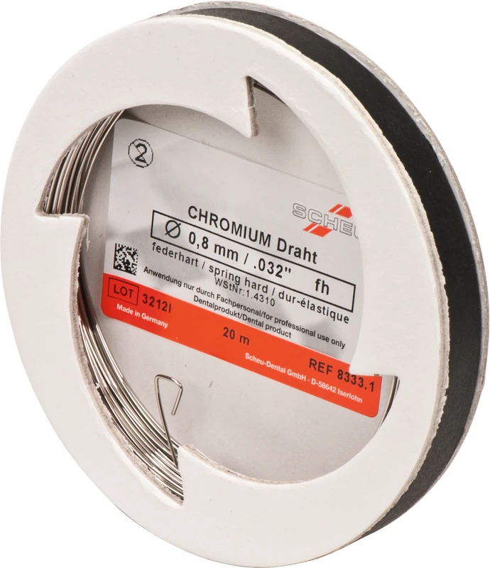 CHROMIUM Spulendraht  Laborpackung  20 m Stärke 0,8 mm, federhart