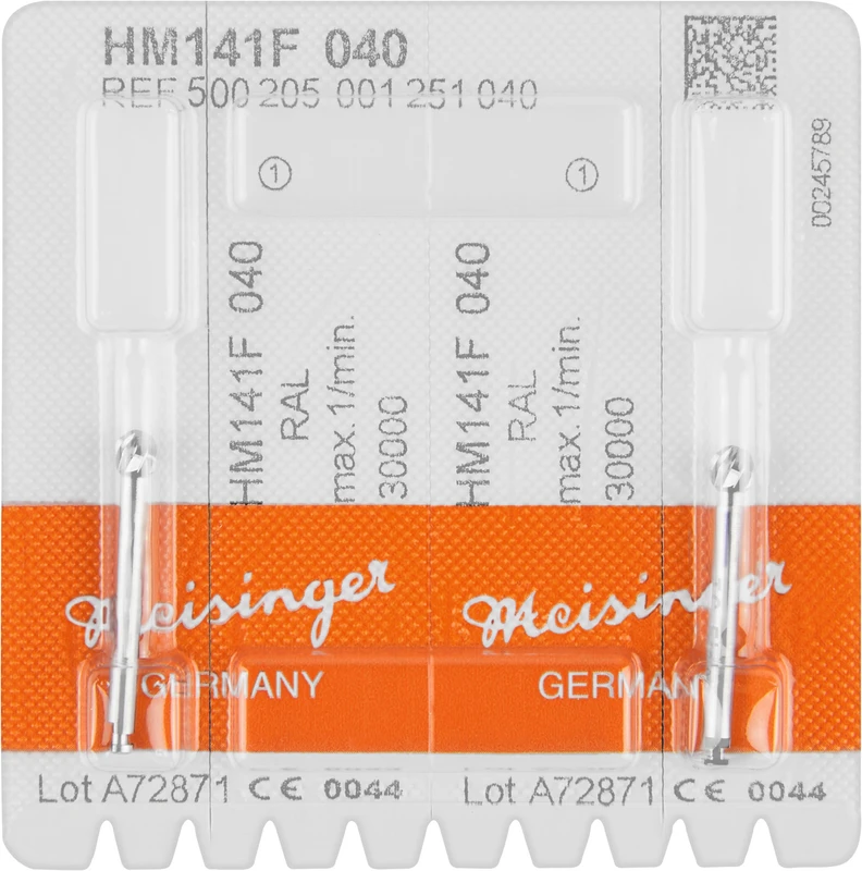 Chirurgie Fräser HM 141  Packung  2 Stück rot fein, RAL, Figur 001, ISO 040