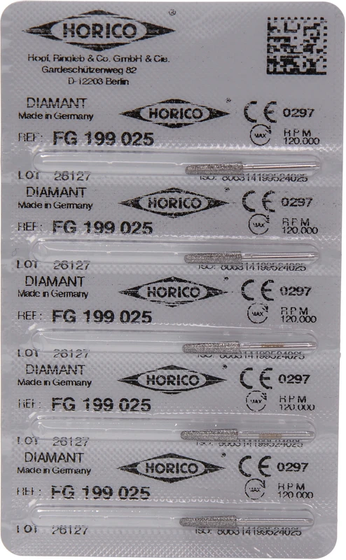 Diamantschleifer 199  Packung  5 Stück FG, Figur 199, 10 mm, ISO 025