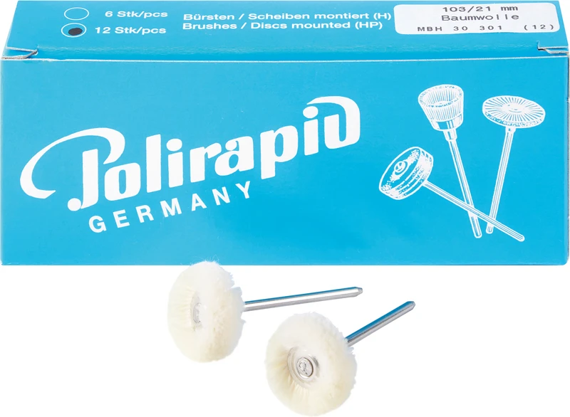 Miniaturbürsten Garn  Packung  12 Stück HP, Baumwollgarn weich, Ø 21 mm