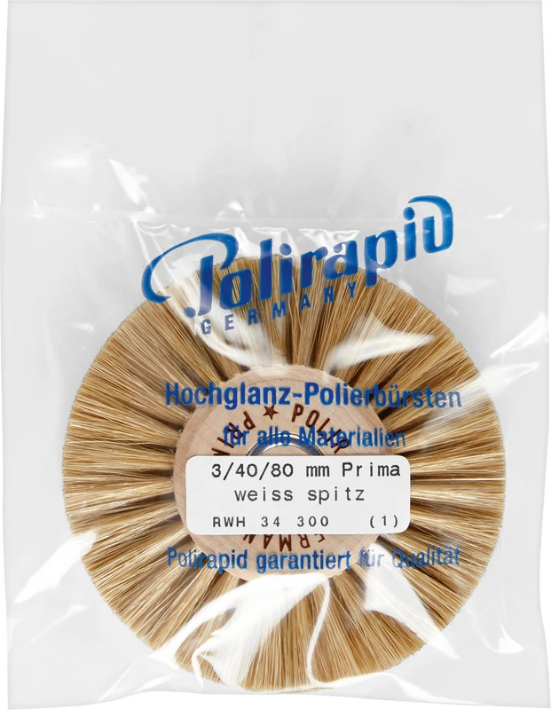 Prima Rundbürsten  Stück  mit HK, 3-reihig, Chungking weiß spitz, Kern: Ø 40 mm, Außen: Ø 80 mm
