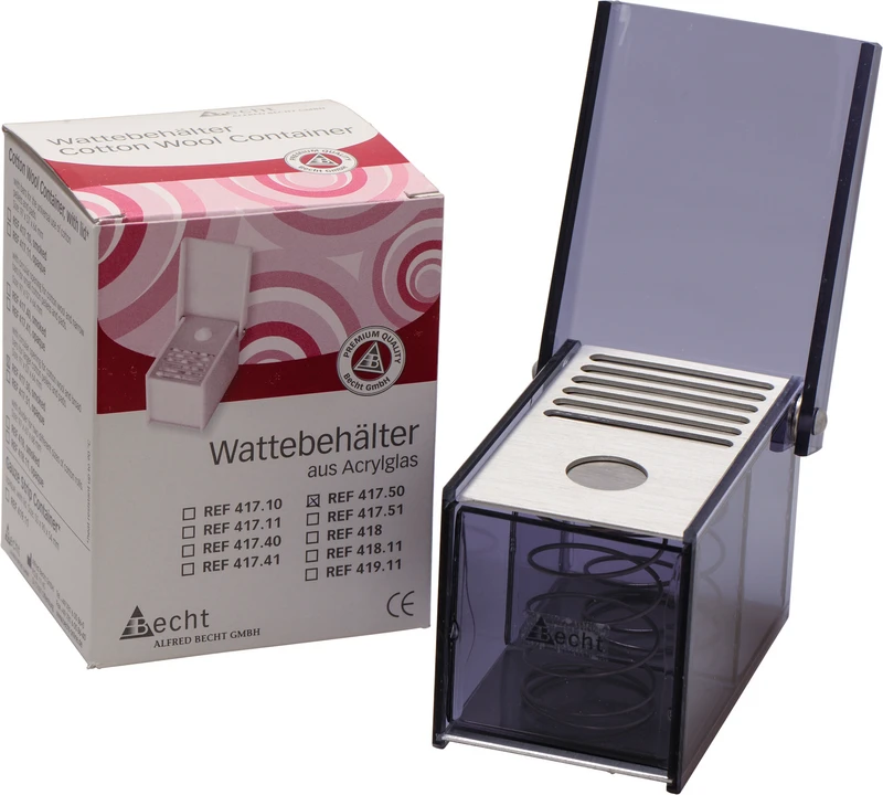 Pellet-\ Wattebehälter mit Deckel  Stück  mit breiten Trennscheiben, rauchgrau