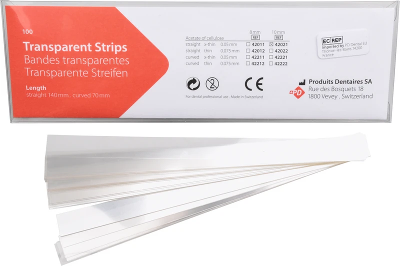 Transparente Streifen  Packung  100 Stück Länge 140 mm, Breite 10 mm, x-dünn, gerade