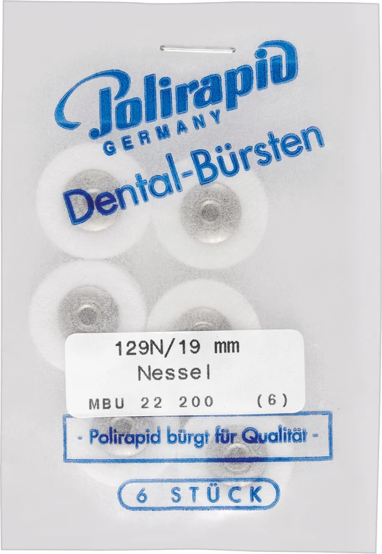 Miniaturbürsten Scheibe  Packung  6 Stück unmontiert, Nessel, Ø 19 mm