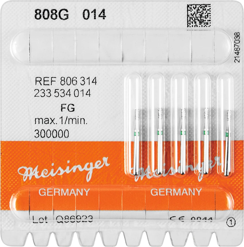 Diamanten 808  Packung  5 Stück grün grob, FG, Figur 233 Birne, 3 mm, ISO 014