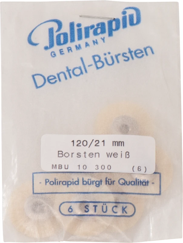Miniaturbürsten  Packung  6 Stück unmontiert, Chungking Borste weiß, Ø 21 mm