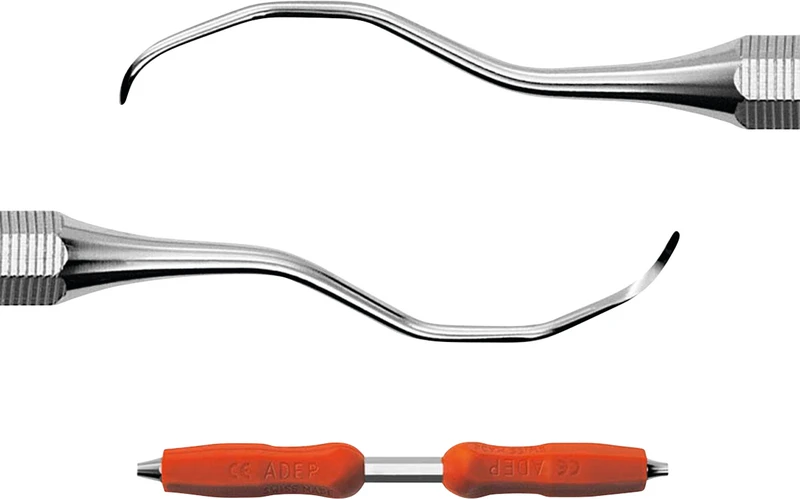 DEPPELER Gracey Küretten Mini Profil  Stück  Figur 11\12, ADEP Griff, rot