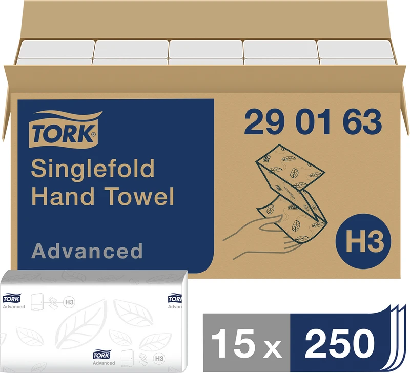 TORK® Zickzack Handtücher (V-Falz) H3 System  Karton  15 x 250 Stück 2-lagig, hochweiß, 24,8 x 23 cm