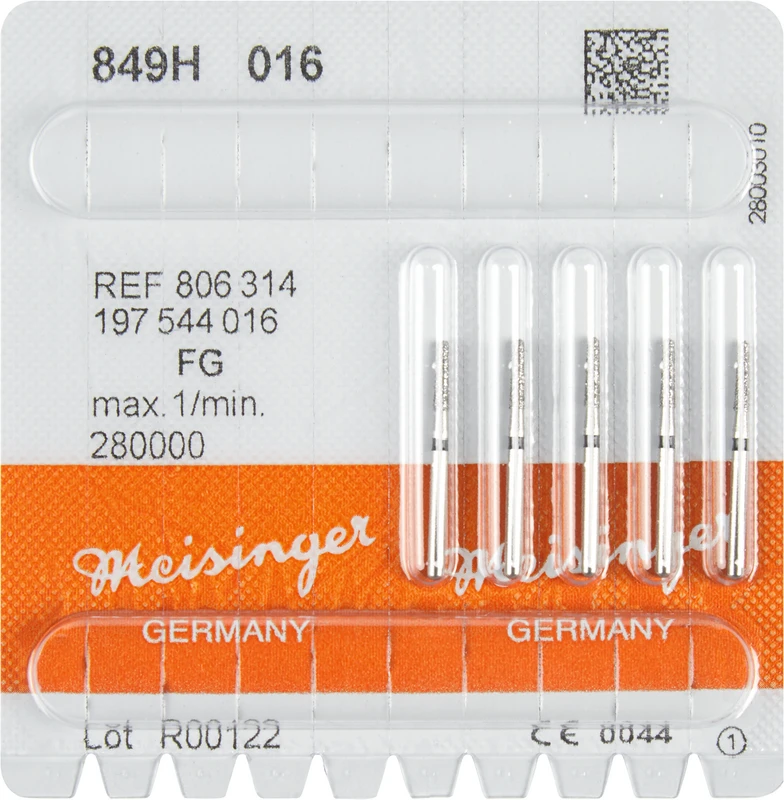 Diamanten 849  Packung  5 Stück schwarz super grob, FG, Figur 197 Konus rund, 6 mm, ISO 018