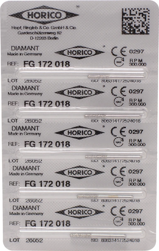 Diamantschleifer 172  Packung  5 Stück FG, Figur 172, 8 mm, ISO 018