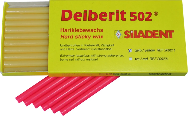 Deiberit 502®  Packung  10 Stangen Hartklebewachs gelb