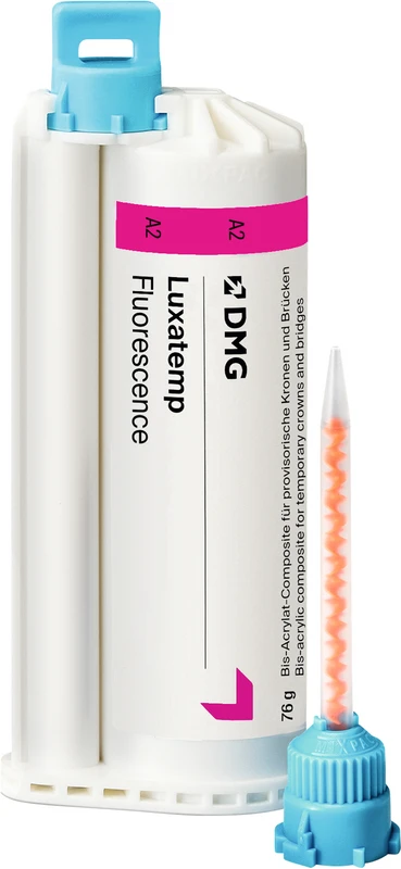 Luxatemp® Fluorescence  Vorteilspackung  5 x 76 g Doppelkartusche A2, 75 Automix-Tips