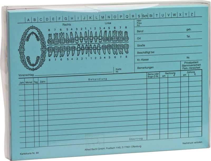 Karteikarten   Packung  100 Stück blau