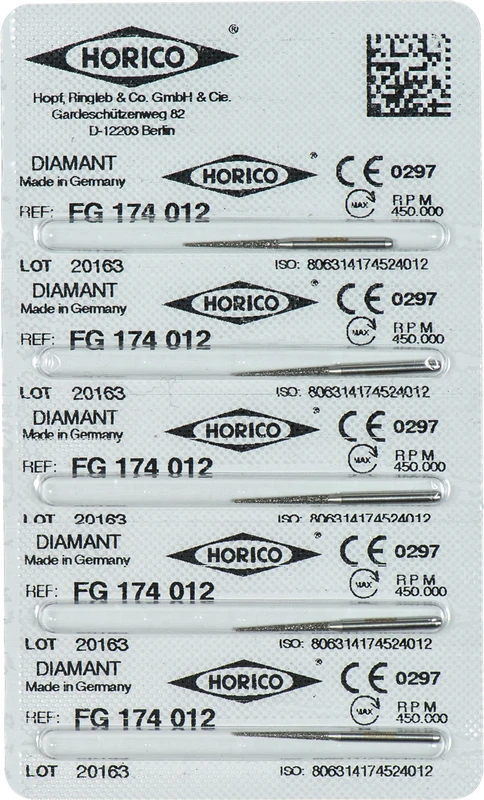 Diamantschleifer 174  Packung  5 Stück FG, Figur 174, 11,5 mm, ISO 012