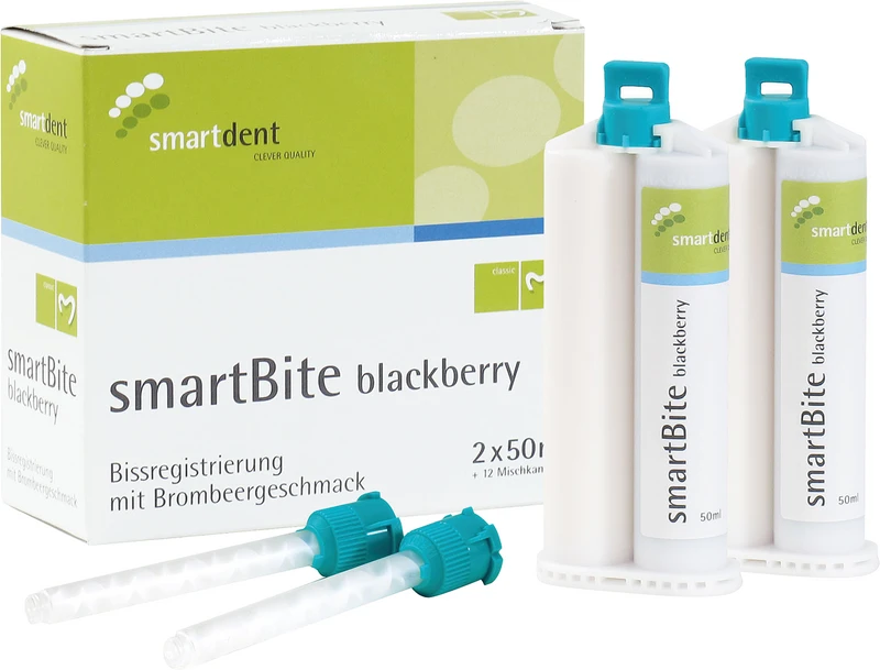 smartBite blackberry  Packung  2 x 50 ml Doppelkartusche, 12 Mischkanülen, Blackberry, violett