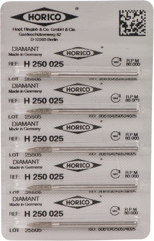 Diamantschleifer H 250  Packung  5 Stück HP, Figur 250, 10 mm, ISO 025