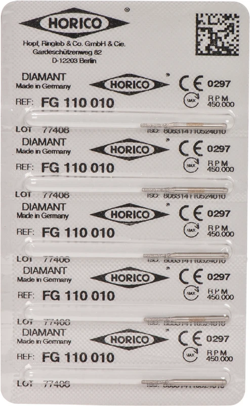 Diamantschleifer 110  Packung  5 Stück FG, Figur 110, 6 mm, ISO 010