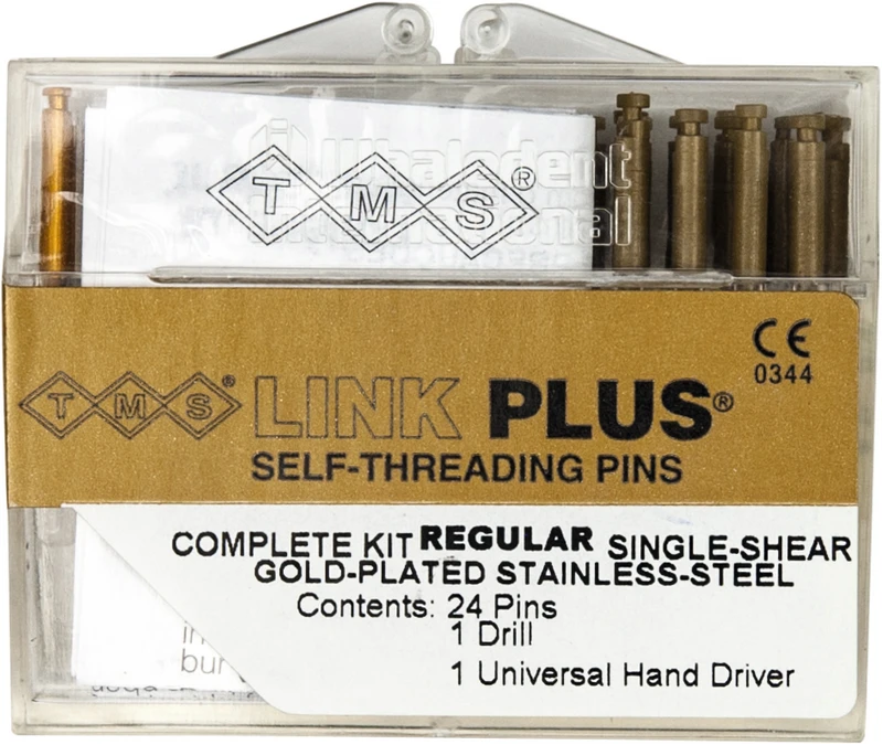 TMS® LINK  Packung  24 Einzelstifte, 1 Bohrer K-96, 1 Handschraubschlüssel, Regular gold EL741-24