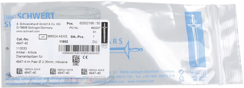 Diamantspitzen  Packung  2 Diamantspitzen, 4947-40, 2,35 mm