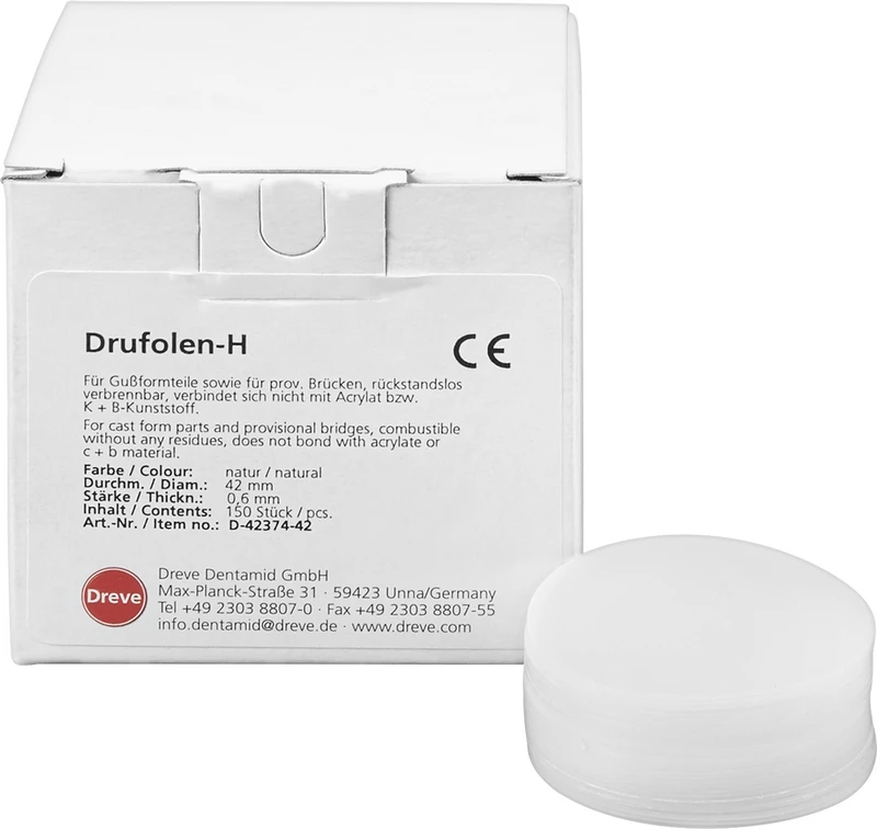 DRUFOLEN H  Packung  150 Stück Ø 42 mm, natur, Stärke 0,6 mm