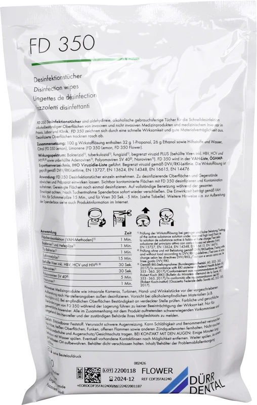 FD 350 Flächen-Desinfektion  Nachfüllpackung  12 x 110 Stück Flower