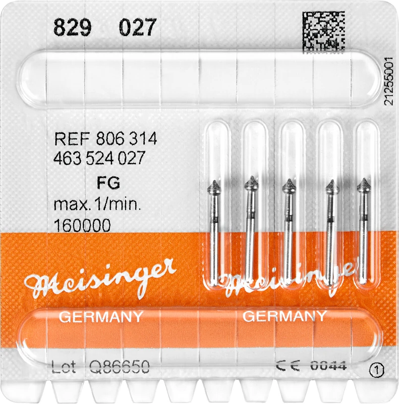 Diamanten 829  Packung  5 Stück blau mittel, FG, Figur 463 Kavitätenabschräger, 1,6 mm, ISO 027