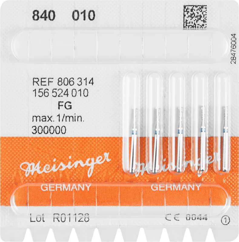 Diamanten 840  Packung  5 Stück blau mittel, FG, Figur 156 Zylinder abgerundet, 1 mm, ISO 010