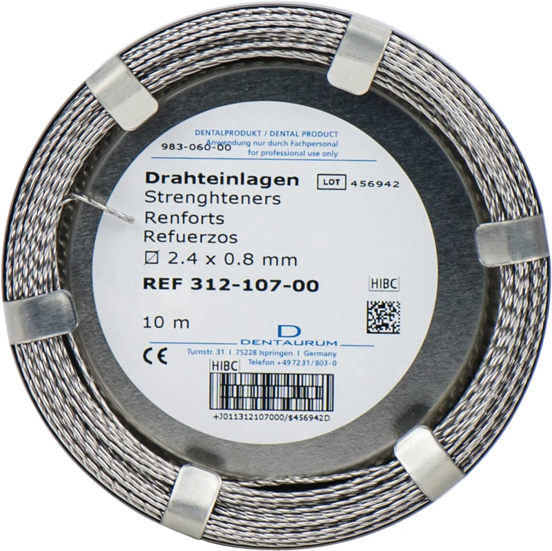 Drahteinlagen  Rolle  10 m verseilt, flach gewalzt, Ø 2,40 x 0,80 mm