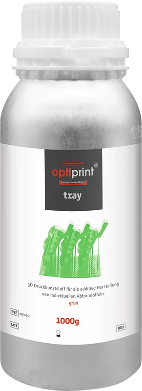 optiprint® tray   Flasche  1 kg 385 nm, grün-transparent