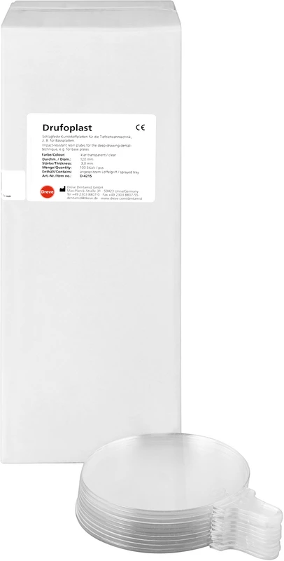 DRUFOPLAST  Packung  100 Tiefziehfolien, klar transparent Ø 120 mm, Stärke 3 mm