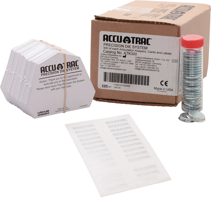 ACCU-TRAC  Packung  300 Artikulatorplatten, 300 Namensschilder, 300 Rückrufkarten