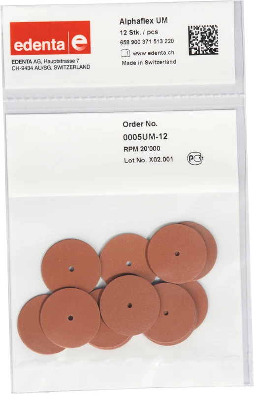 Alphaflex  Packung  12 Stück unmontiert, braun, Figur 371, 1 mm, ISO 220